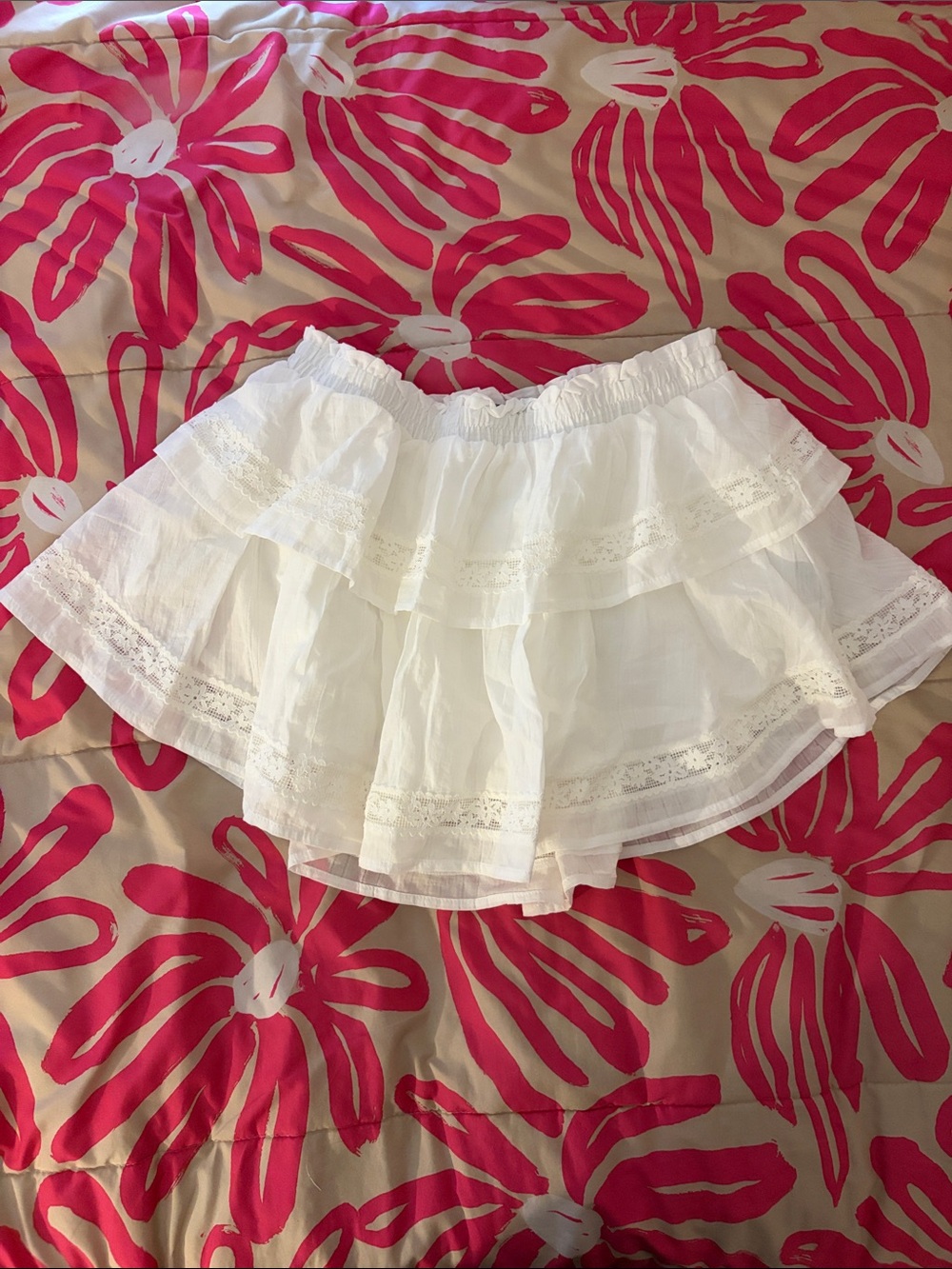 Wild Fable Tiered Lace Time mini A - line Skort in white cotton Like new Small